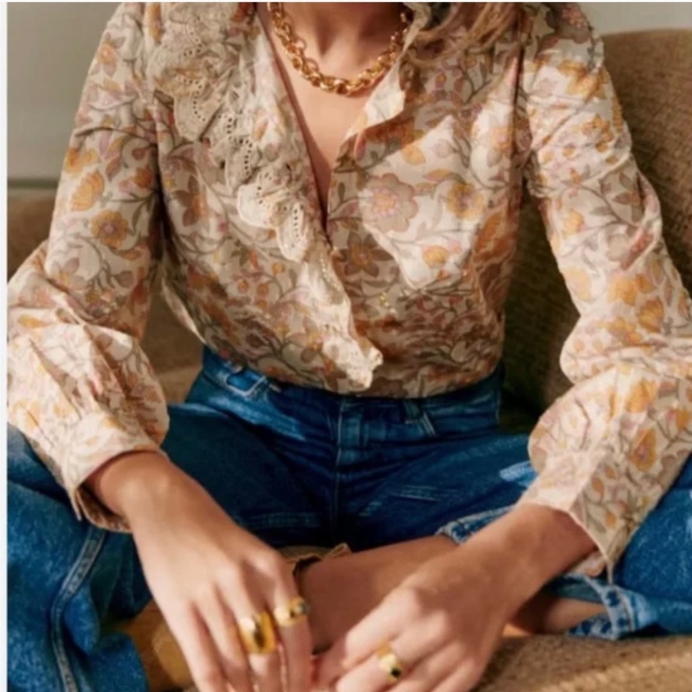 Sezane Chlo Shirt Jardin Céleste , Size 36
